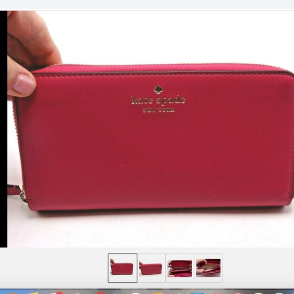 Kate Spade Brynn Saffiano PVC Large Continental Wallet Pink Ruby New - Picture 1 of 4